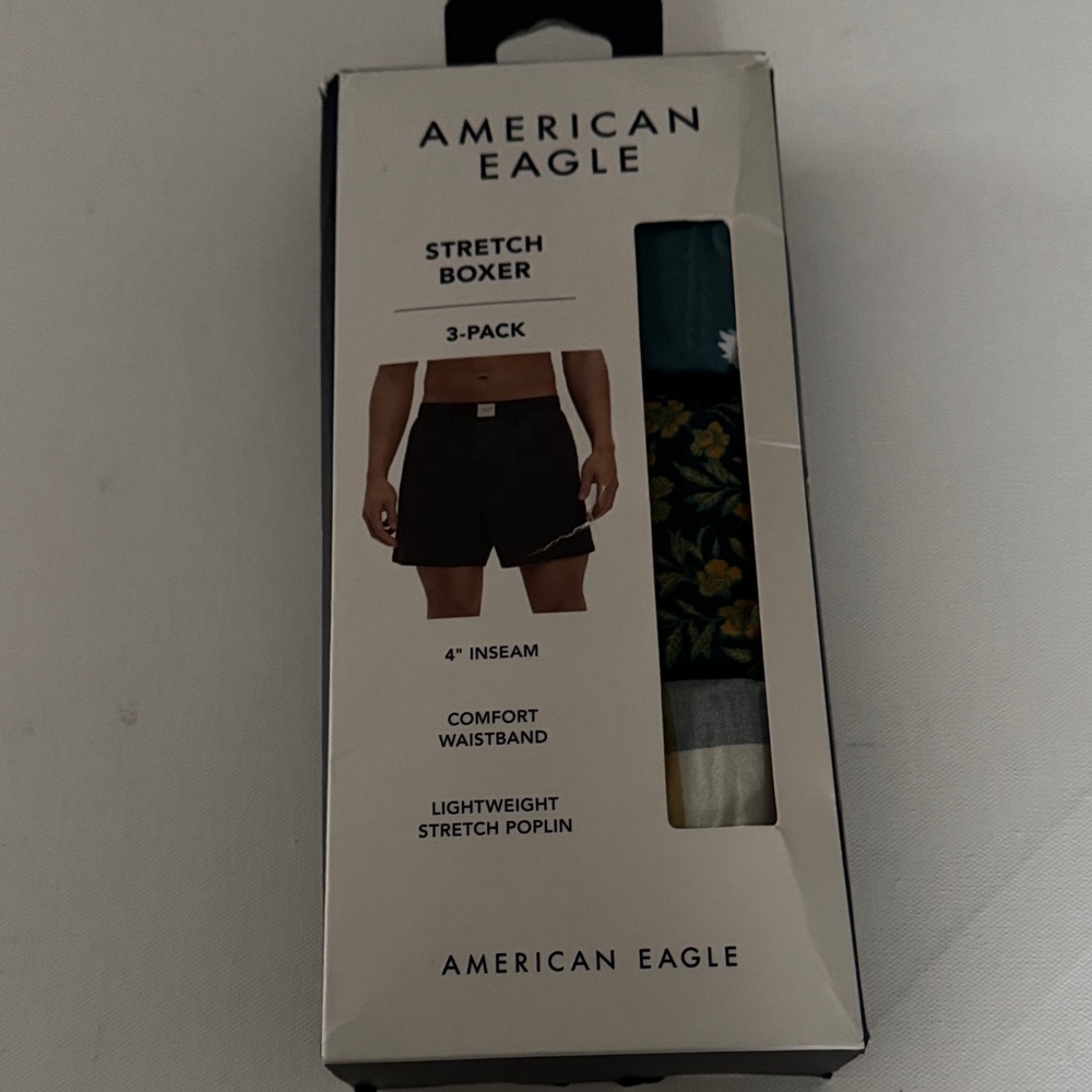 American Eagle Outfitters 3-Pack Stretch Boxers Teal Floral White